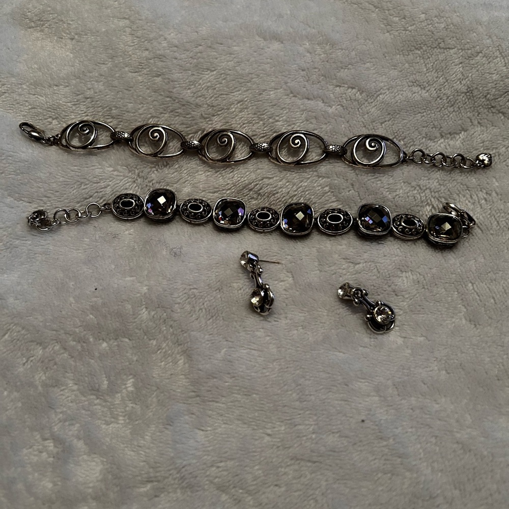 Brighton Silver Swirl and Gemstone Bracelet Set